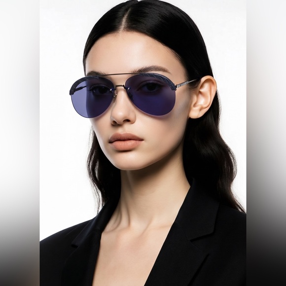 New Authentic Bottega Veneta BV0242S 003 Sunglasses – Blue Pilot Aviator main image 12
